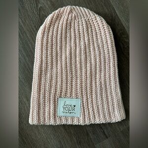 Love your Melon Pink Knit Beanie Hat with Rose Gold Foil